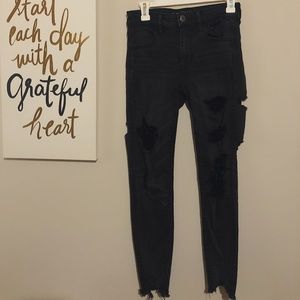 Black Ripped, High Wasted Jeans